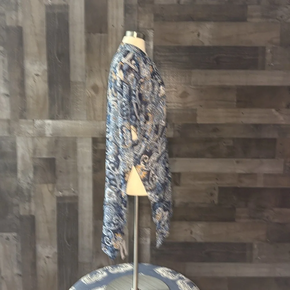 NWT! Blue floral paisley Kimono OS sparkly rhinestones dark feminine resortwear